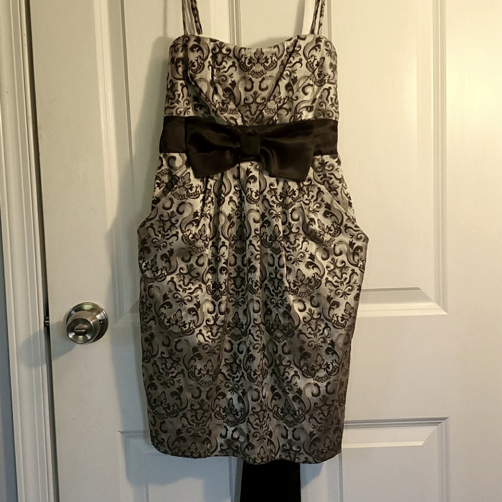 Steel Gray Metallic Cocktail Dress